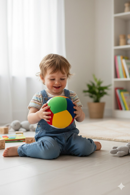 FUN KIDS Single Multicolor Soft Rattle Ball (10 cm)  - 10 cm(Multicolor)