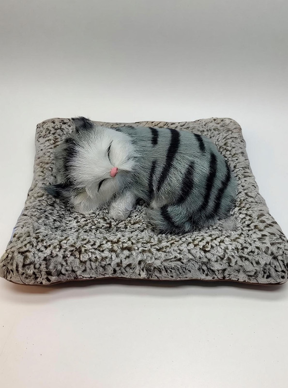 TTW Sleeping Cat Stuffed Animal Toys with Sound for Kids - 60 mm(Black & White)