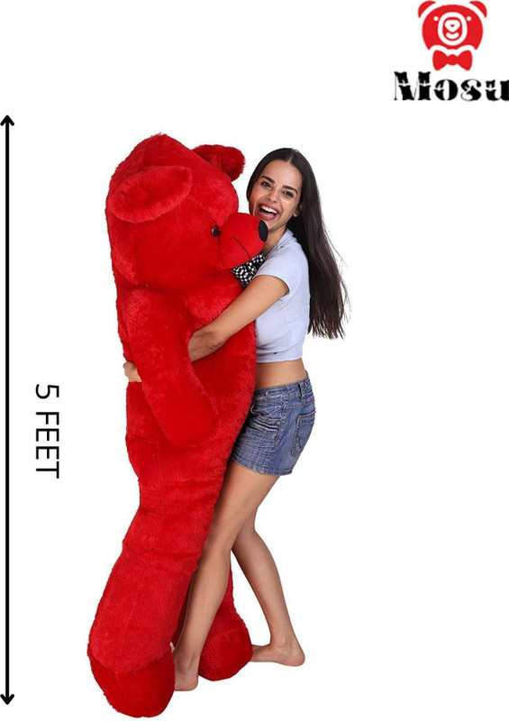 MOSU TOYS 5 Feet Long (Standing) Cute & Very Soft High Best Quality Teddy Bear- RED - 152 cm(Red)