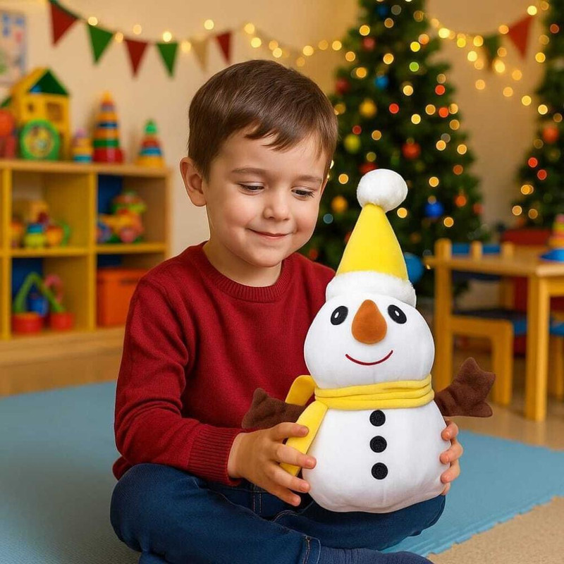 Besties NEW Snowman Plush Toy Stuffed Snowman Animal Christmas Soft Toys for Christmas W  - 35 cm(Yellow & White)
