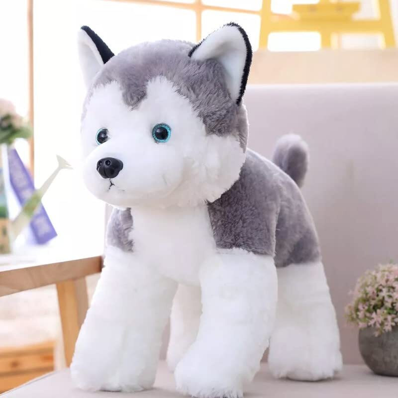 Sonpal Cute Huggable Husky Dog Animal – Premium Plush Toy | Perfect Gift for Kids  - 35 cm(White, Grey)