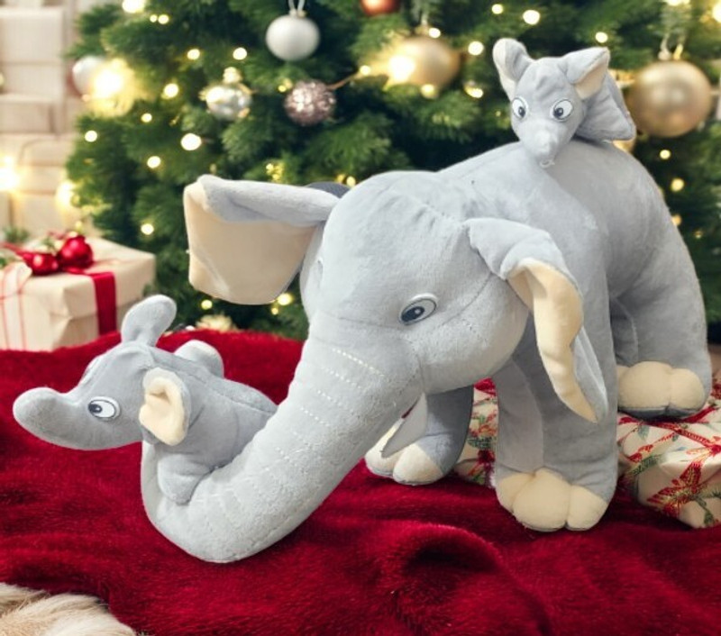 Encore Mother Elephant Super Soft toy Polyester Microfiber, for Boys & Girls.  - 30 cm(Multicolor)