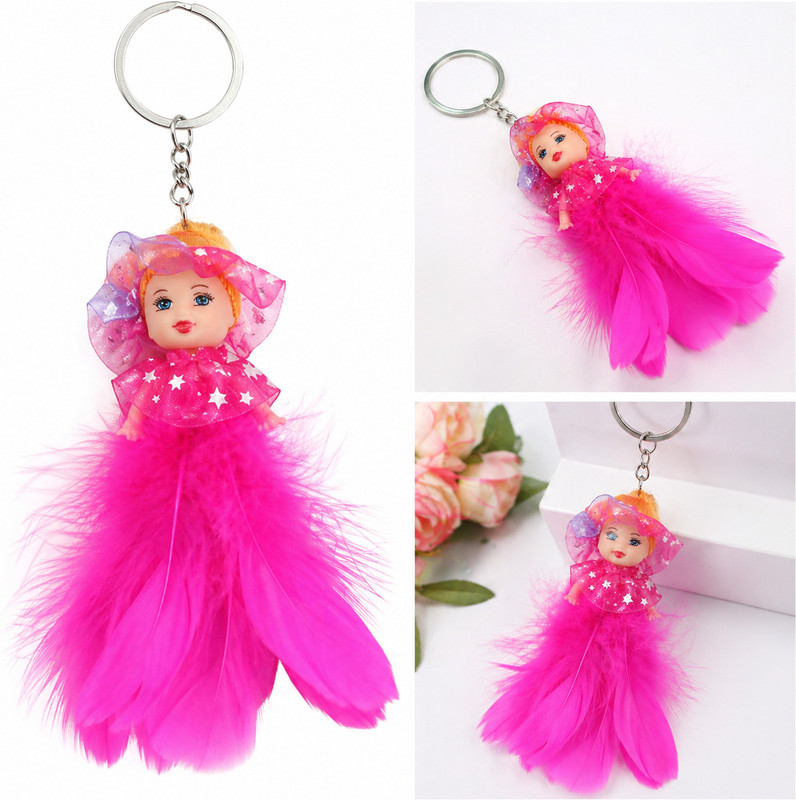 Lisbon Cute Feather Doll Keychain  - 5 cm(Multicolor)