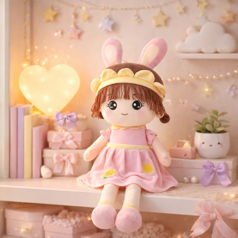 AOSIKATE Bunny Love Plush Doll 35 cm Soft Toy for Kids Cute Baby Doll Gift Toy  - 35 cm(Multicolor)
