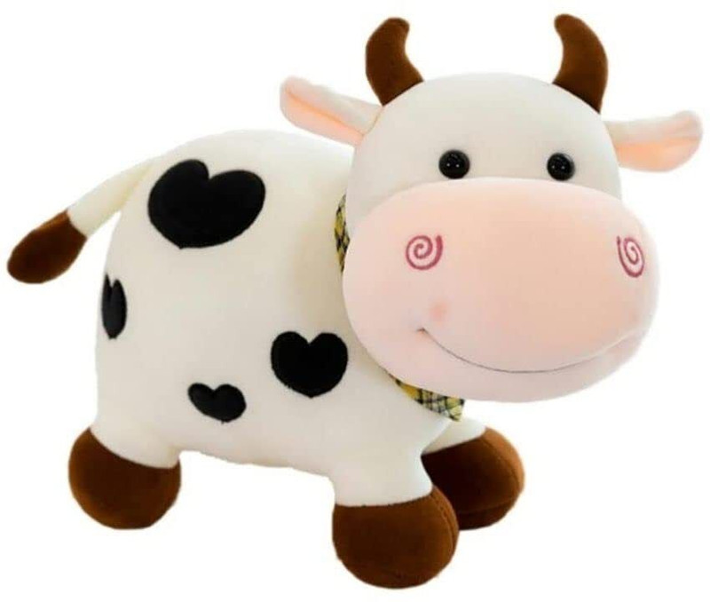 BestLook White Milky Cow Plush Toy Stuffed Animal Kawaii Birthday Gifts for Kids/Girls - 35 cm(White)