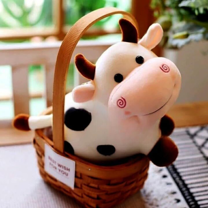 HELLOBEAR New-Milky Moo Cow Plush Toy Stuffed Animal Kawaii Birthday Gifts for Kids/Girls - 28 cm(Multicolor)