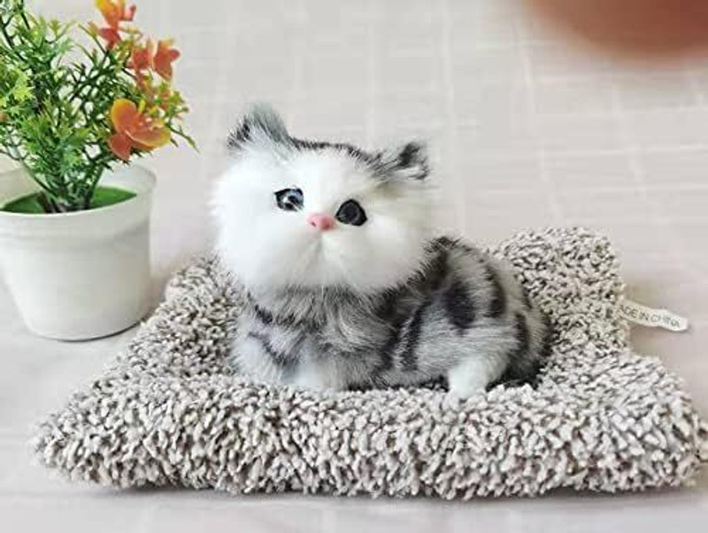 TTW Sleeping Cat Stuffed Animal Toys with Sound for Kids - 60 mm(Black & White)