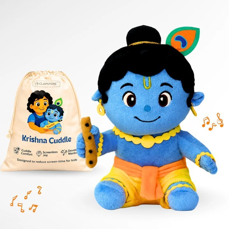 Clapstore Toys Clap Cuddle Mantra Chanting Krishna Soft Toy with Meditation Mode(Multicolor)