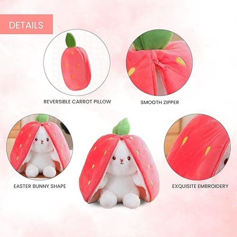 BestLook Reversible Rabbit - Strawberry Bunny Soft Toy ( Plushie Rabbit )  - 35 cm(Pink)