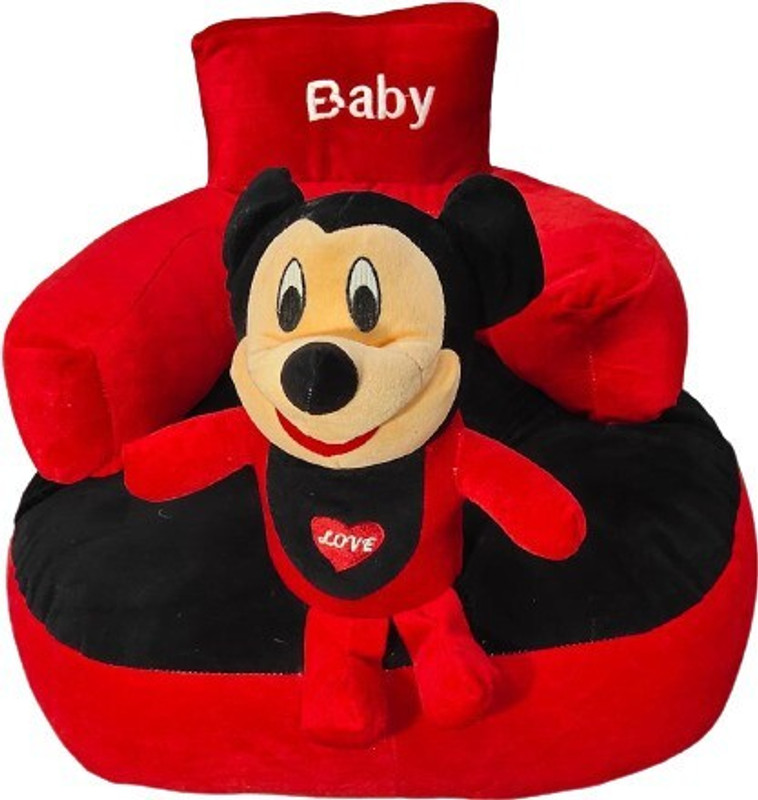 AVS Mickey Shape Soft Plush Cushion Baby Sofa Seat or Rocking Chair for Kids  - 45 cm(Red, Black)