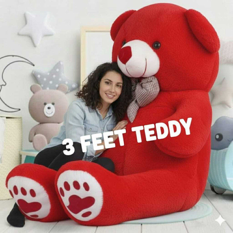 RSY 3 Feet Teddy Bear Jumbo Soft Toys - 91 Cm - 90 cm(Red)