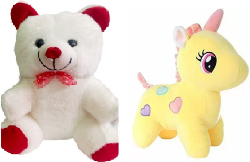 KPN ,Beautiful white mono with brown pillow taddy for Girls or boys,Birthday Gift  - 25 cm(white & red, Brown)