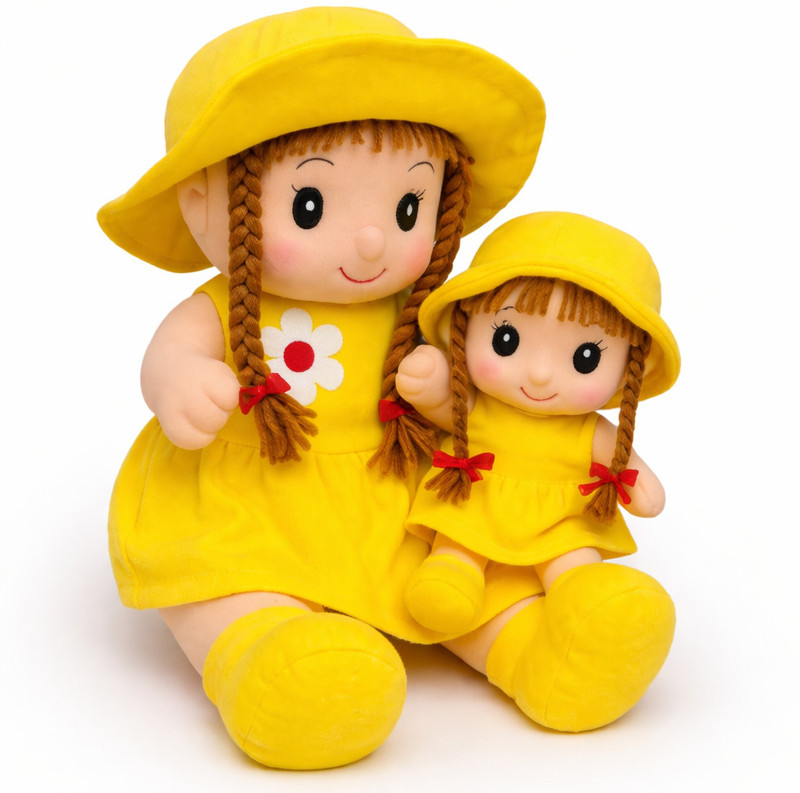 Sonal Soft Toys Mother & Baby Doll Yellow - 33 cm(Yellow)
