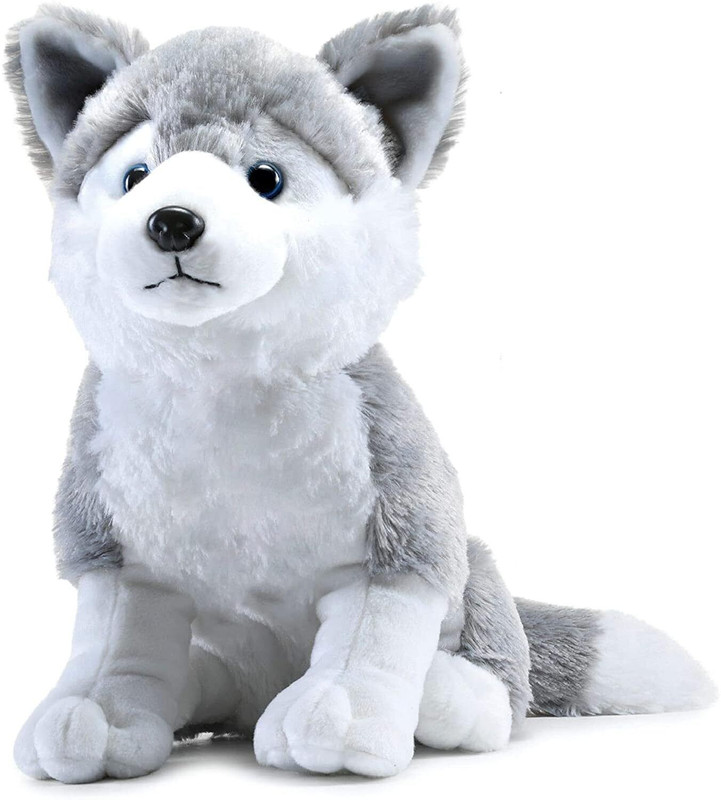 wolkwogg Husky Stuffed Animal Toy Realistic Puppy Dog Soft Plush Toys new - 8 inch(White, Grey)