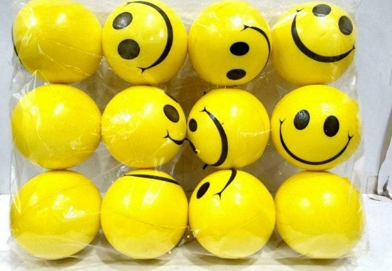 Basha Mall Smiley Face Hand Exercise Ball fits right in the palm of your hand;  - 5 cm(Yellow)