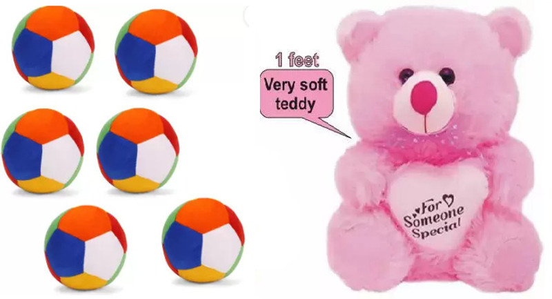 Nihan Enterprises Best Quality Soft Pink Teddy and Alphabet-Ball for Someone special.  - 25 cm(Multicolor)
