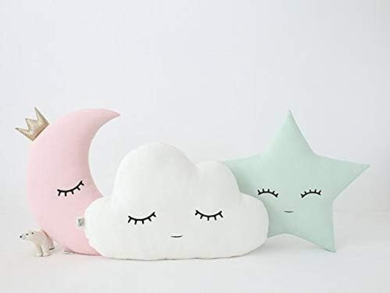 sai ji Moon Star & Cloud Plush Pillow Set Cute Soft Toys (Pack of 3) - 35 cm(Multicolor)