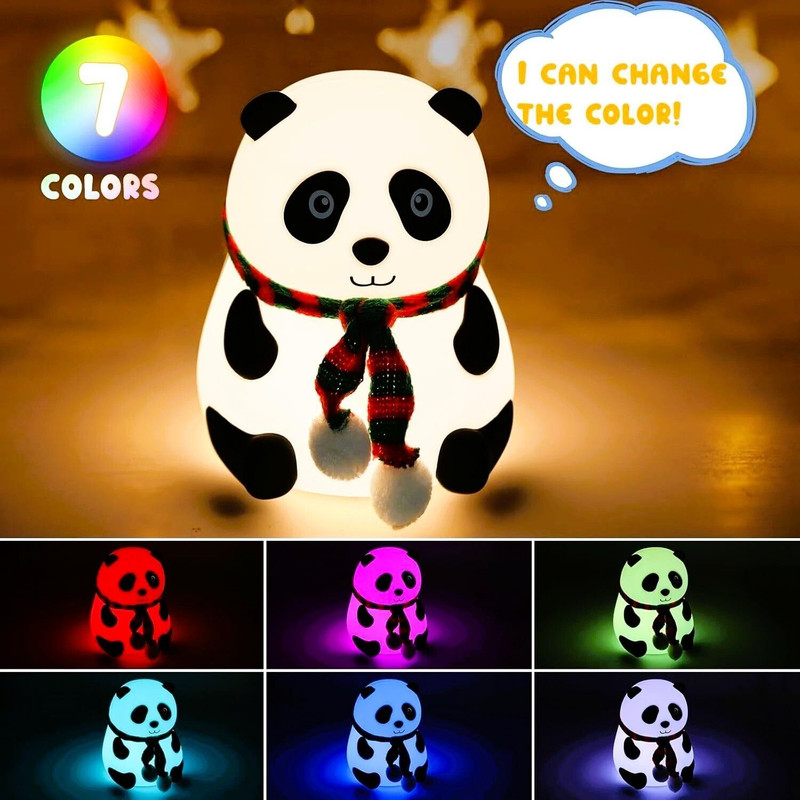 FINARO new Cute Panda toy 7 Color Changing Animal Night Light For Kids Bedroom - 15 cm(White)