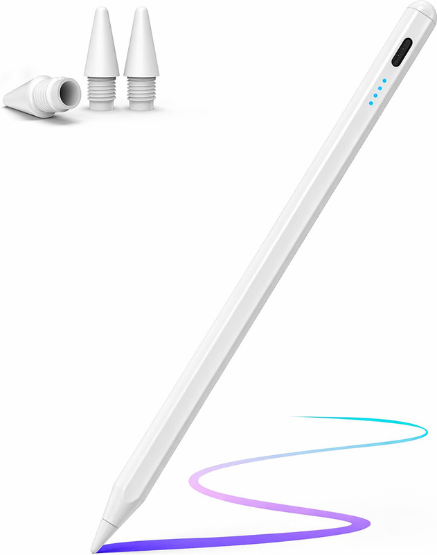 mizi Stylus Pen for iPad 2018–2026 USB-C Fast Charge Palm Rejection, Tilt Sensitivity Stylus(White)
