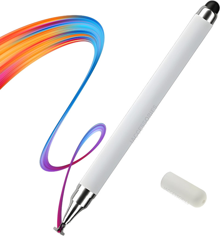iAccessories Universal 2 Way Touchscreen Stylus – Accurate Disc & Smooth Silicone Tip Stylus(White)