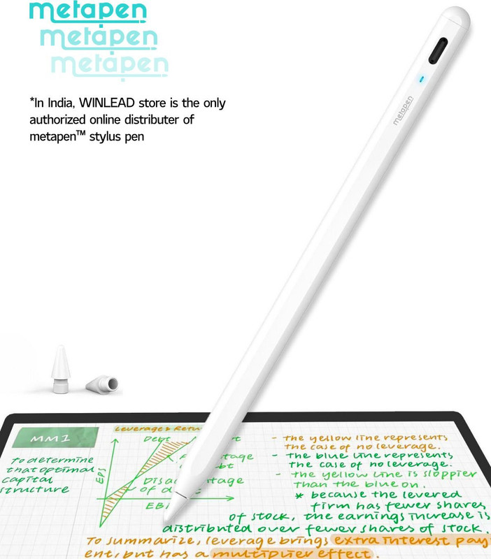 Metapen A8 Glide Stylus Pencil with Tilt Sensitivity for iPad 2018-2025 Stylus(White)