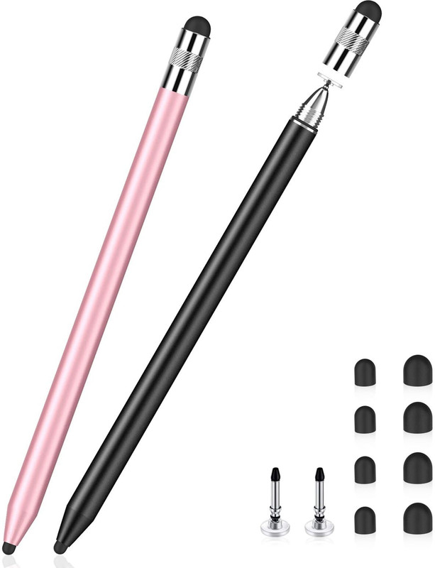 Verilux Stylus Pen for iOS and Android Tablets and Phones 3 in 1 Dual Head with 10 Tips Stylus(Pink /Black)
