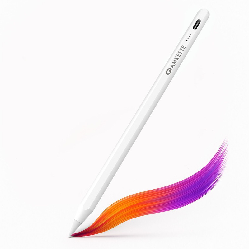 AMKETTE Pencil with Palm Rejection, Tilt Sensitivity, Fine Tip, Magnetic Attachment Stylus(White)