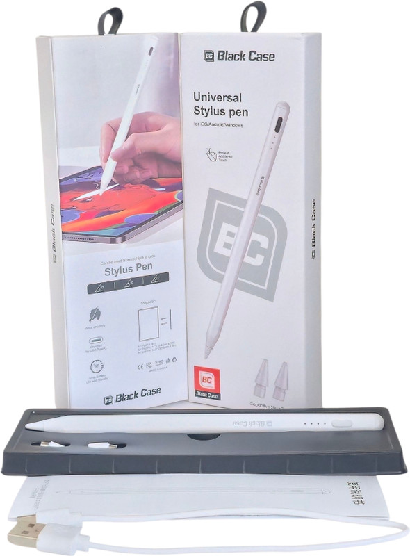 MAKFY _Black Case Smart Touch Stylus Pen for Android & iOS | Rechargeable Pencil.. Stylus(Bright White)