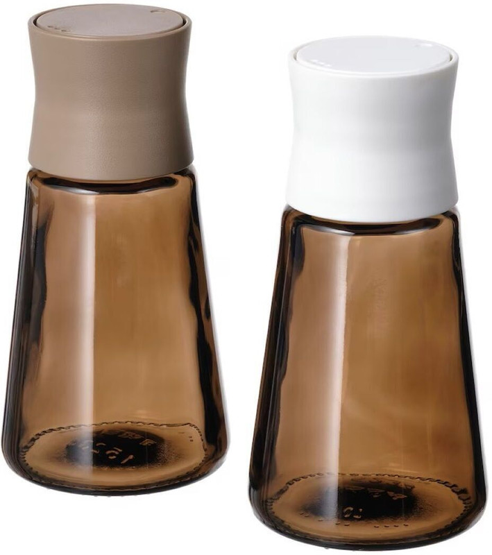 IKEA Digital Shoppy Salt and pepper shakers, glass/brown, 12 cm (4 ¾ ")(Pack of 2 ) Sugar Sprinkler Shaker 250 gm