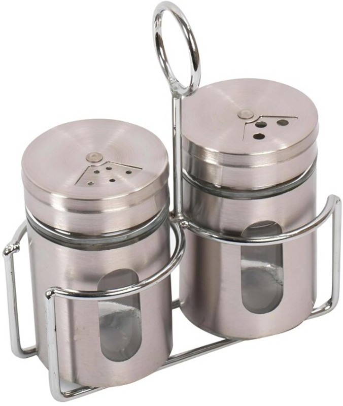 Veeram Stainless Steel Salt & Pepper Shaker with Holder Spice Container for Dining Sugar Sprinkler Shaker 100 gm