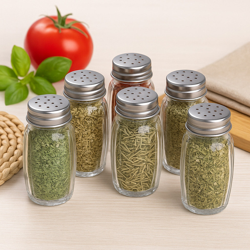 mittiluxe Pack of 2 Glass Salt & Pepper Shakers With Stainless Steel Lids Sugar Sprinkler Shaker 200 gm