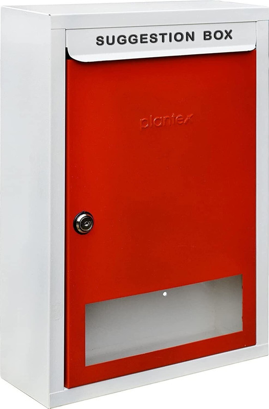 Plantex All in 1 Multipurpose Big Size Letter Box/Complaint Box/Suggestion Box/Donation Box with Lock Table Top or Wall Mount (Red & Ivory) Suggestion Box(Red)