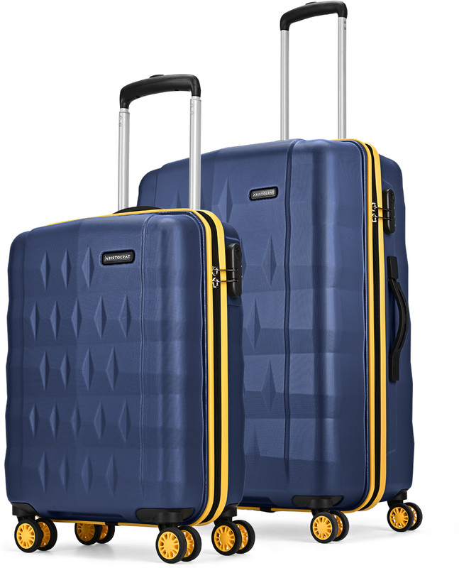 ARISTOCRAT Comet Set of 2 Trolley Bag 56, 66cm, Small+Medium Hard Luggage, 8-Wheel Suitcase Cabin & Check-in Set 8 Wheels - 26 inch