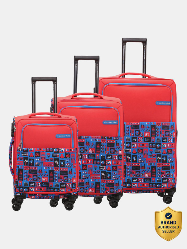 NASHER MILES India Polyester Luggage Set of 3 Printed Trolley Bags (55, 65 & 75cm) Expandable Cabin & Check-in Set 8 Wheels - 28 Inch