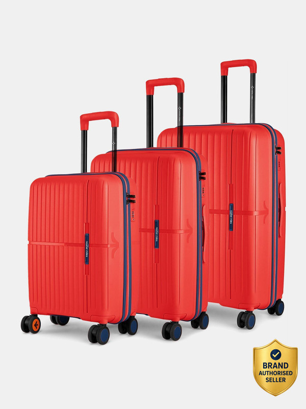 NASHER MILES Springfield Hard-Sided Polypropylene Luggage Set of 3 Trolley Bag for Travel Cabin & Check-in Set 8 Wheels - 28 inch
