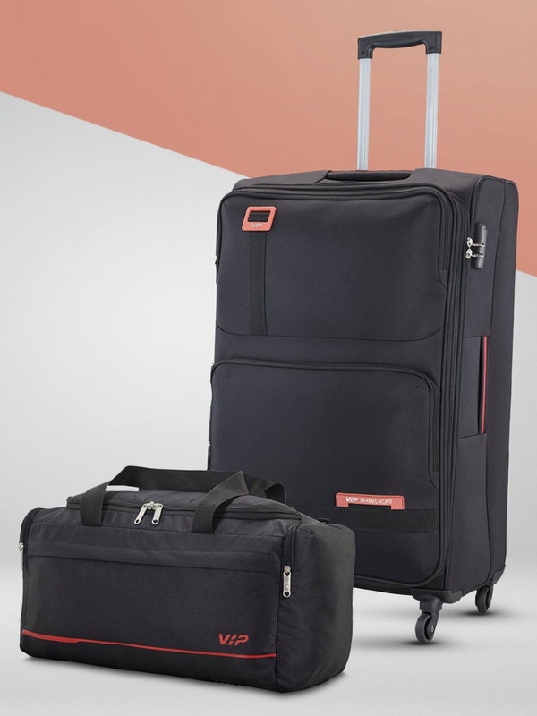 VIP �Durable Polyester Soft sided Cabin size trolley with 45L duffle Expandable Check-in Suitcase 4 Wheels - 31 Inch