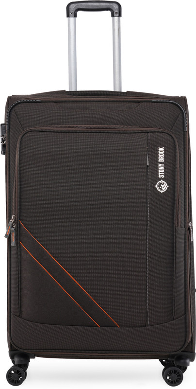 Stony Brook by Nasher Miles Thunder Soft-Sided Polyester Check-in Luggage Brown 28 inch |75 Trolley Bag Expandable  Check-in Suitcase 8 Wheels - 28 inch