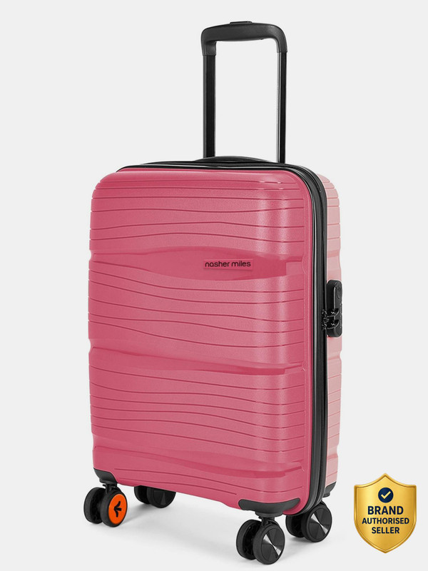 NASHER MILES Nicobar Hard-Sided Polypropylene Cabin Luggage 20 inch |55cm Trolley Bag (Maroon-Brown) Cabin Suitcase 8 Wheels - 20 inch