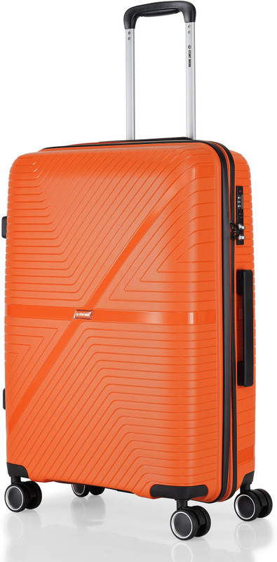 Stony Brook by Nasher Miles Axis Hard-Sided Polypropylene Check-in Luggage Orange 24 inch |65cm Trolley Bag Check-in Suitcase 8 Wheels - 24 inch