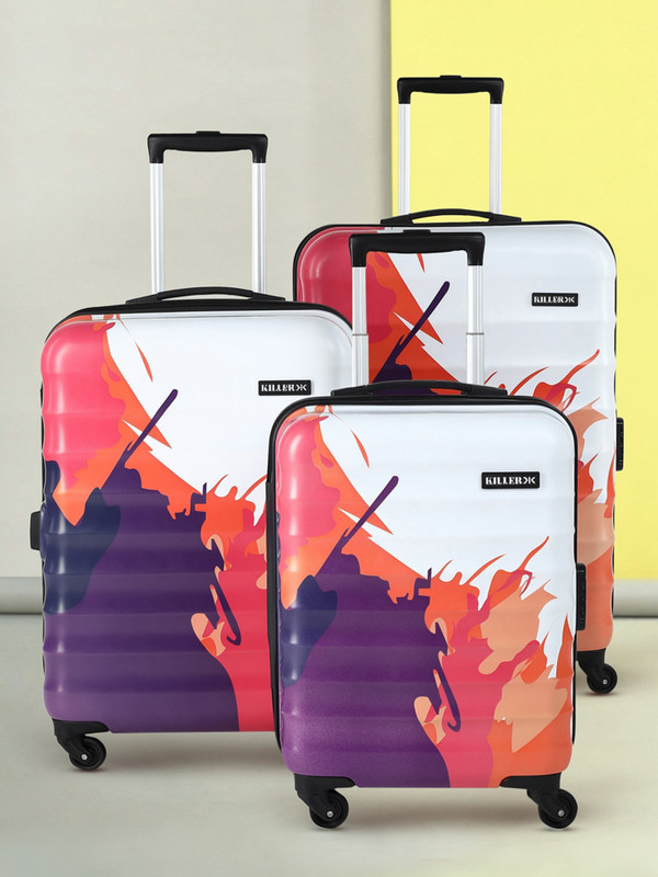 KILLER SPLASHPRINTED Combo set (30 Inch+ 26 Inch+ 22 Inch) Cabin & Check-in Set 4 Wheels - 30 Inch