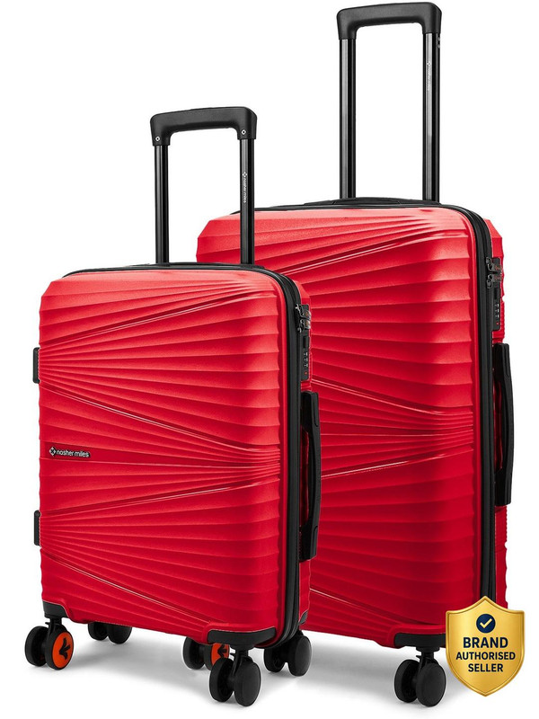NASHER MILES Hard-sided Polypropylene Luggage Set of 2 Navy Blue Trolley Bags (55 & 65 Cm) Cabin & Check-in Set 8 Wheels - 24 Inch