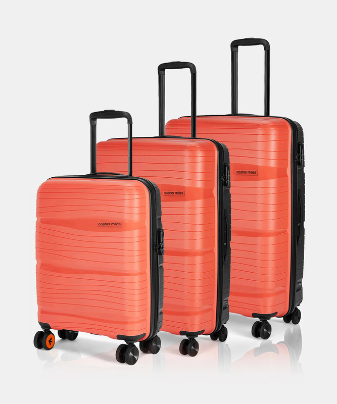NASHER MILES Nicobar Dual Tone Polypropylene Set of 3 Trolley Bags (55, 65 & 75 cm) Check-in Suitcase 8 Wheels - 28 inch