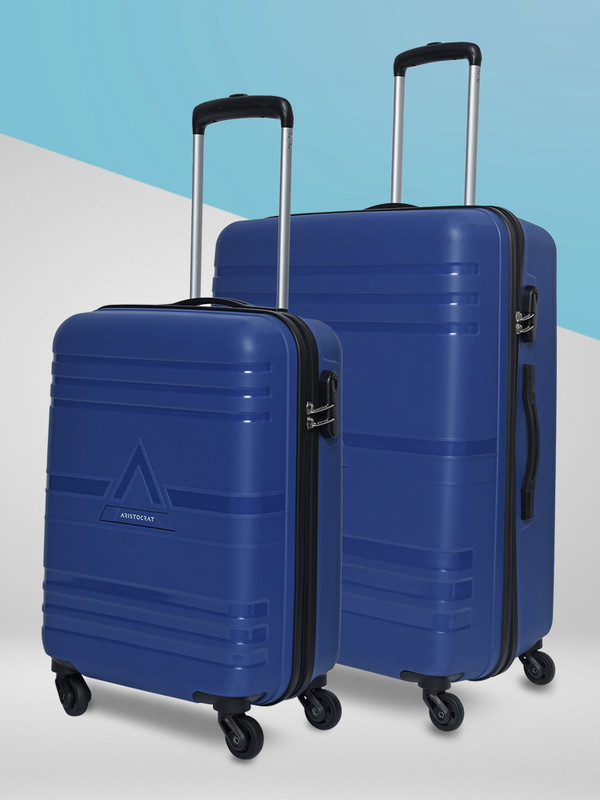 ARISTOCRAT Airstop Set of 2 (Small 53cm | Medium 63cm) - Trolley Bag Cabin & Check-in Set 4 Wheels - 25 Inch