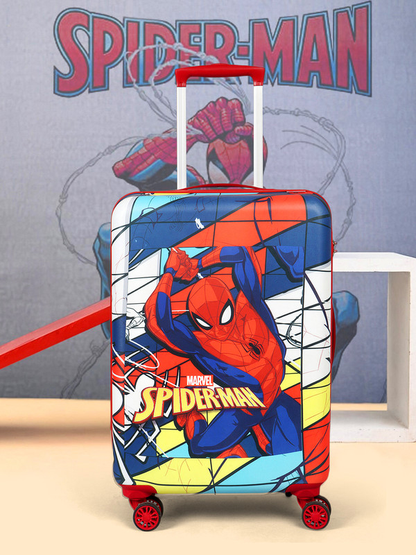 MARVEL Spiderman Kids Trolley Suitcase – Durable Hard Shell with Telescopic Handle Cabin Suitcase 4 Wheels - 22 inch