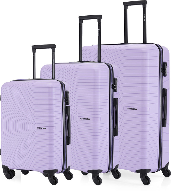 Stony Brook by Nasher Miles Crescent Hard-Sided Polypropylene Set of 3 Pastel Purple Trolley Bag(55,65&75cm) Cabin & Check-in Set 4 Wheels - 28 inch