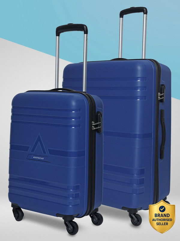 ARISTOCRAT Airstop Set of 2 (Small 53cm | Medium 63cm) - Trolley Bag Cabin & Check-in Set 4 Wheels - 25 Inch