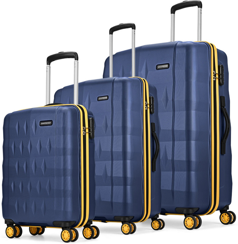 ARISTOCRAT Comet Set of 3 Trolley 56, 66, & 76cm, Small+Medium+Large Hard Luggage, 8-Wheel Cabin & Check-in Set 8 Wheels - 30 inch