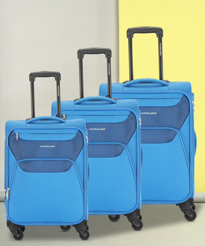 Kamiliant by American Tourister BALI SPINNER Set of 3 (Small 56 cm | Medium 69 cm | Large 79 cm) BLUE Expandable  Cabin & Check-in Set 4 Wheels - 32 INCH