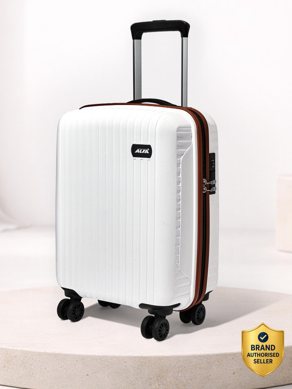 ALFA by VIP Excel Secure Hard Side Luggage | Trolley Bag With Flushed Combination Lock Cabin Suitcase 8 Wheels - 21 Inch