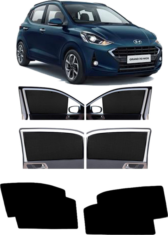 DreamRow Side Window Sun Shade For Hyundai Grand i10(Black)